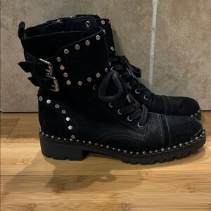 Studded Lace-Up Combat Boots - Black Sam Edelman